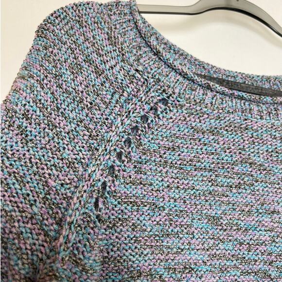 Talbots Multicolor Open Knit Pullover Sweater Size L Lightweight Coastal Beachy - Picture 2 of 7